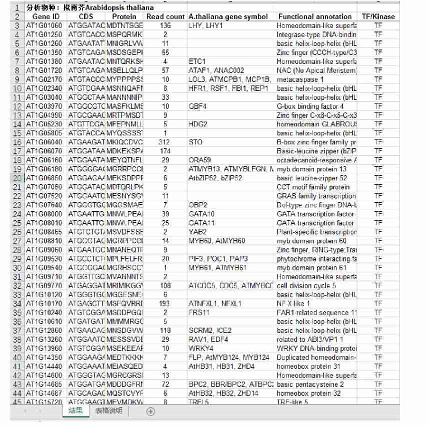 Result of High-throughput Sequencing.